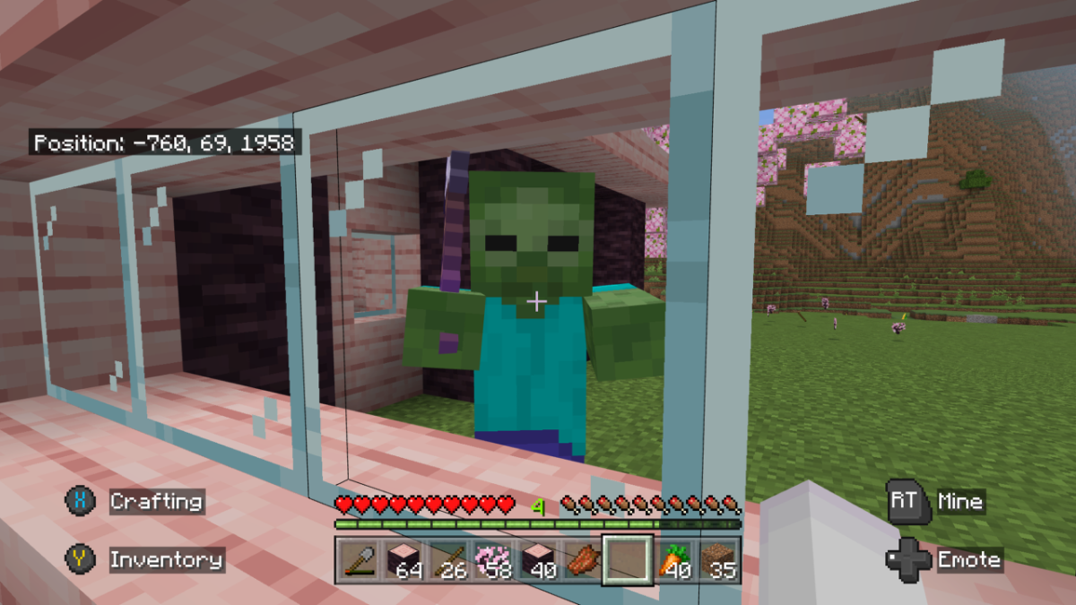 I swear this zombie sat outside my window and watched me the whole time I reorganized my chests.